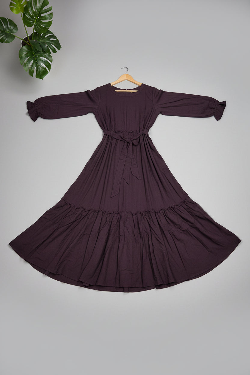 The Dreamy Gown Collection | Pleated Linen Viscose Long Dress for Women | Casual Everyday Wear in Dolphin Dream, Baby Sky, and Chocolate