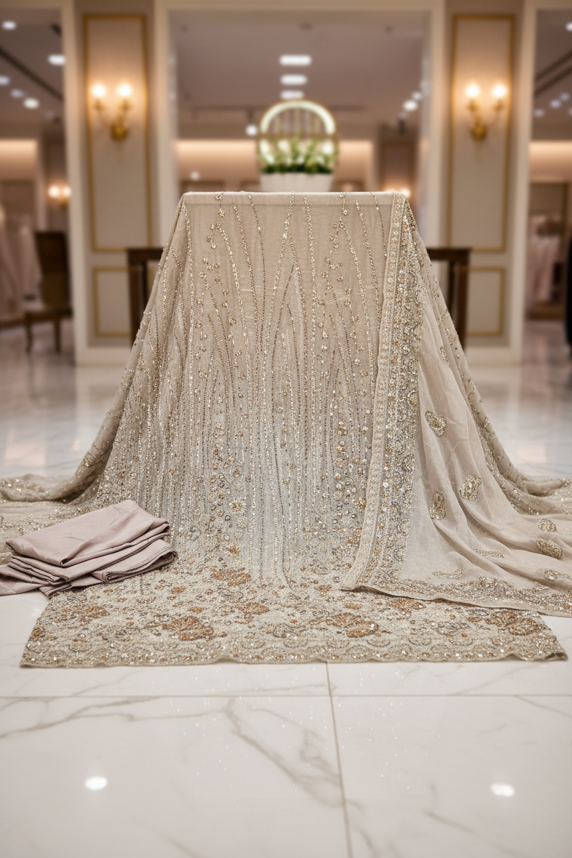 Heavy Embroidered Unstitched Pure Silk Suit for Women | Zari, Sequins, Pearl and Stone Work| 11 Colour Options