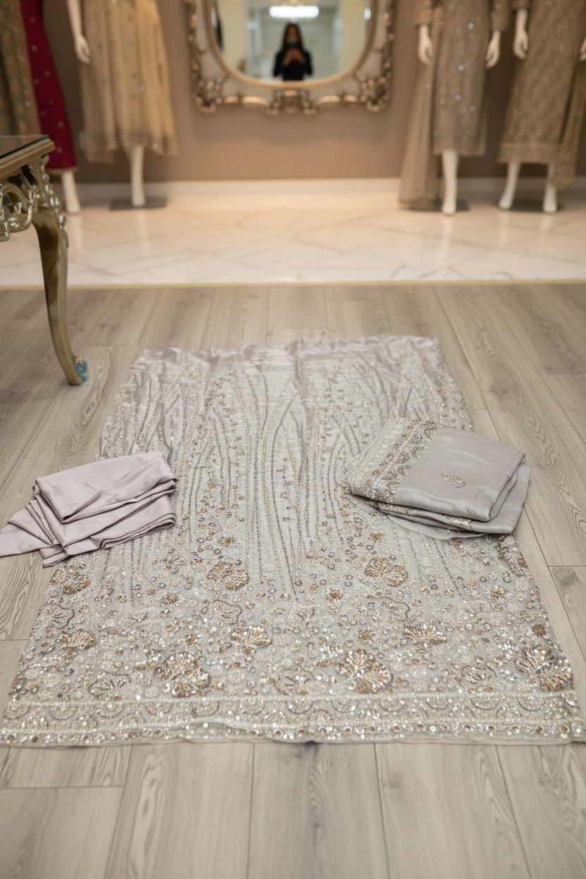 Heavy Embroidered Unstitched Pure Silk Suit for Women | Zari, Sequins, Pearl and Stone Work| 11 Colour Options