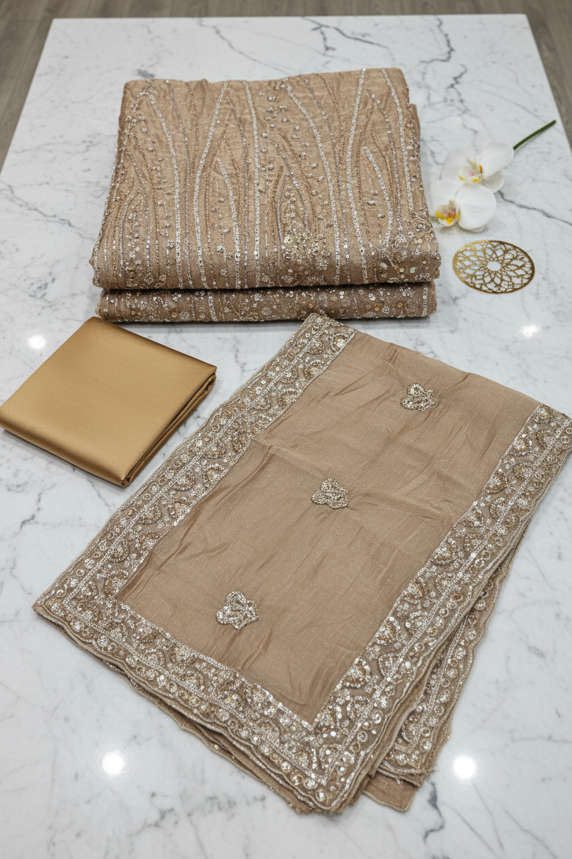 Heavy Embroidered Unstitched Pure Silk Suit for Women | Zari, Sequins, Pearl and Stone Work| 11 Colour Options