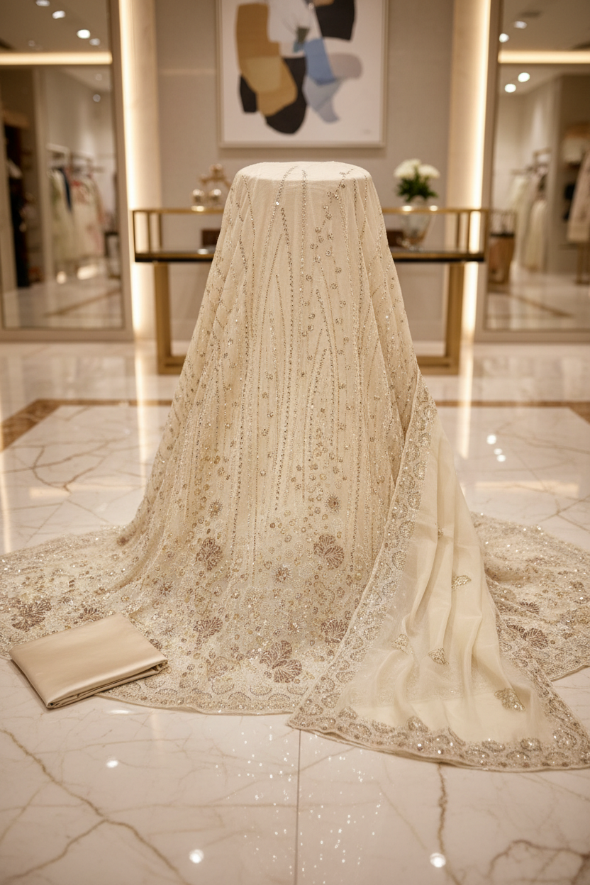 Heavy Embroidered Unstitched Pure Silk Suit for Women | Zari, Sequins, Pearl and Stone Work| 11 Colour Options