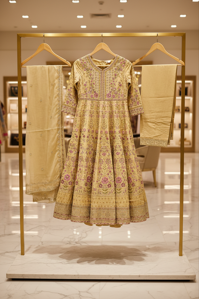 The ETHN Secret Garden: Fully Embroidered Linen Dress with Dupatta & Embroidered Hem Trousers – 4 Deep Rich Colourways | S to 8XL