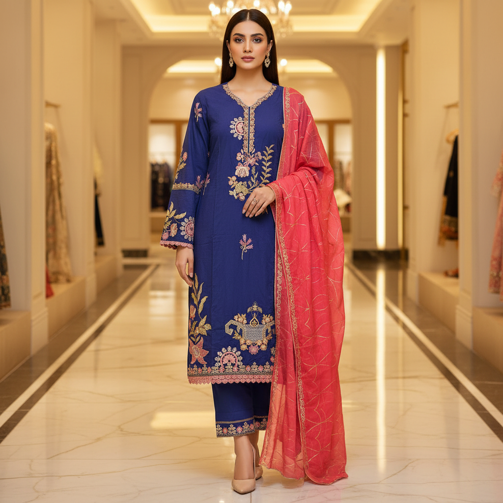 QMR Deep Jewels: Plus Size Comfort Shalwar Kameez – Jungle Green, Burgundy, Persian Blue & Vibrant Mango | S to 8XL
