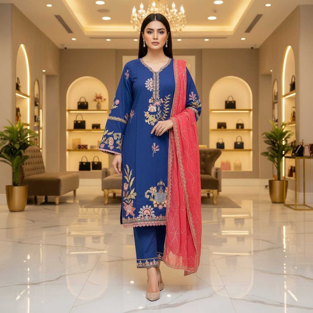 QMR Deep Jewels: Plus Size Comfort Shalwar Kameez – Jungle Green, Burgundy, Persian Blue & Vibrant Mango | S to 8XL