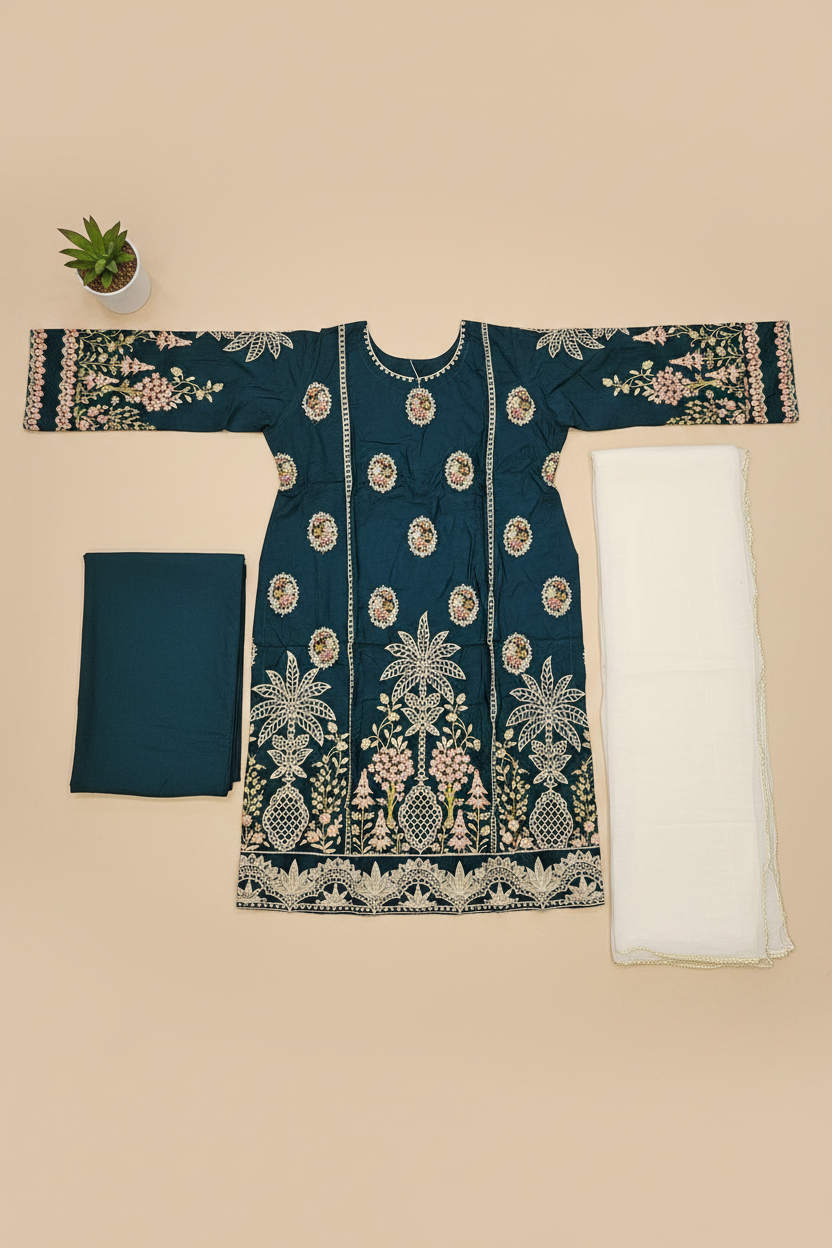 MB Festive Craft: Laser Cut & Sequin Embroidered Shirt – Tyrian Purple, Midnight Green, Heather Mauve & Powder Blue | Eid Outfit