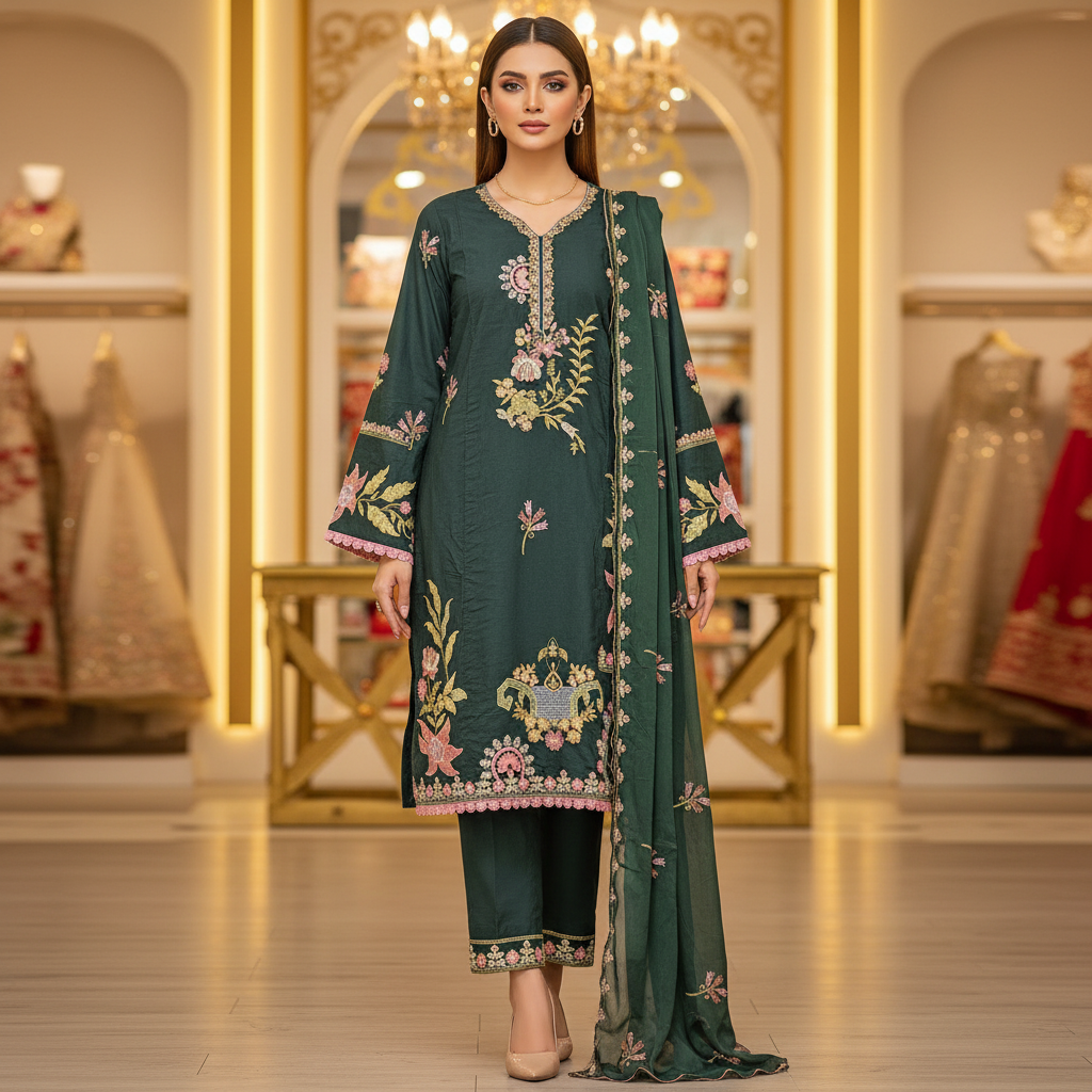 QMR Deep Jewels: Plus Size Comfort Shalwar Kameez – Jungle Green, Burgundy, Persian Blue & Vibrant Mango | S to 8XL