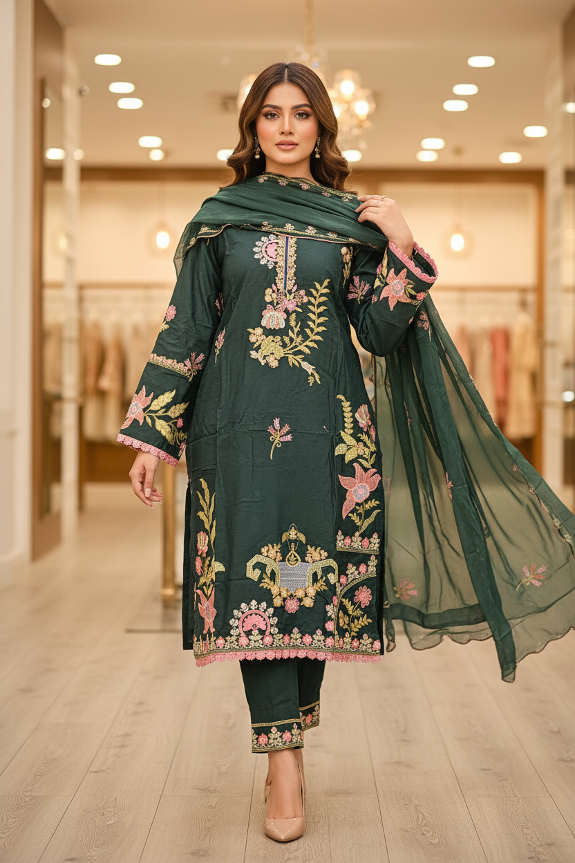 QMR Deep Jewels: Plus Size Comfort Shalwar Kameez – Jungle Green, Burgundy, Persian Blue & Vibrant Mango | S to 8XL