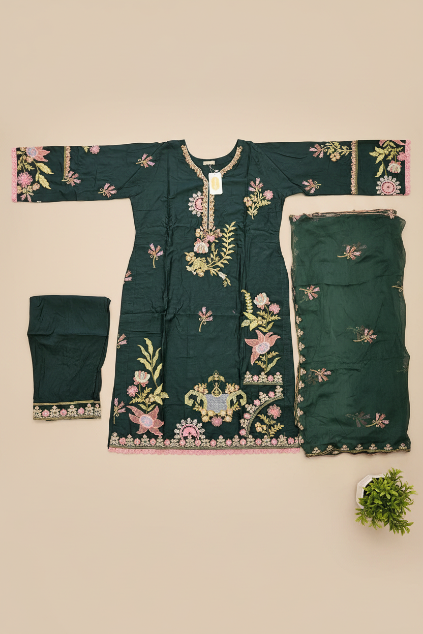 QMR Deep Jewels: Plus Size Comfort Shalwar Kameez – Jungle Green, Burgundy, Persian Blue & Vibrant Mango | S to 8XL