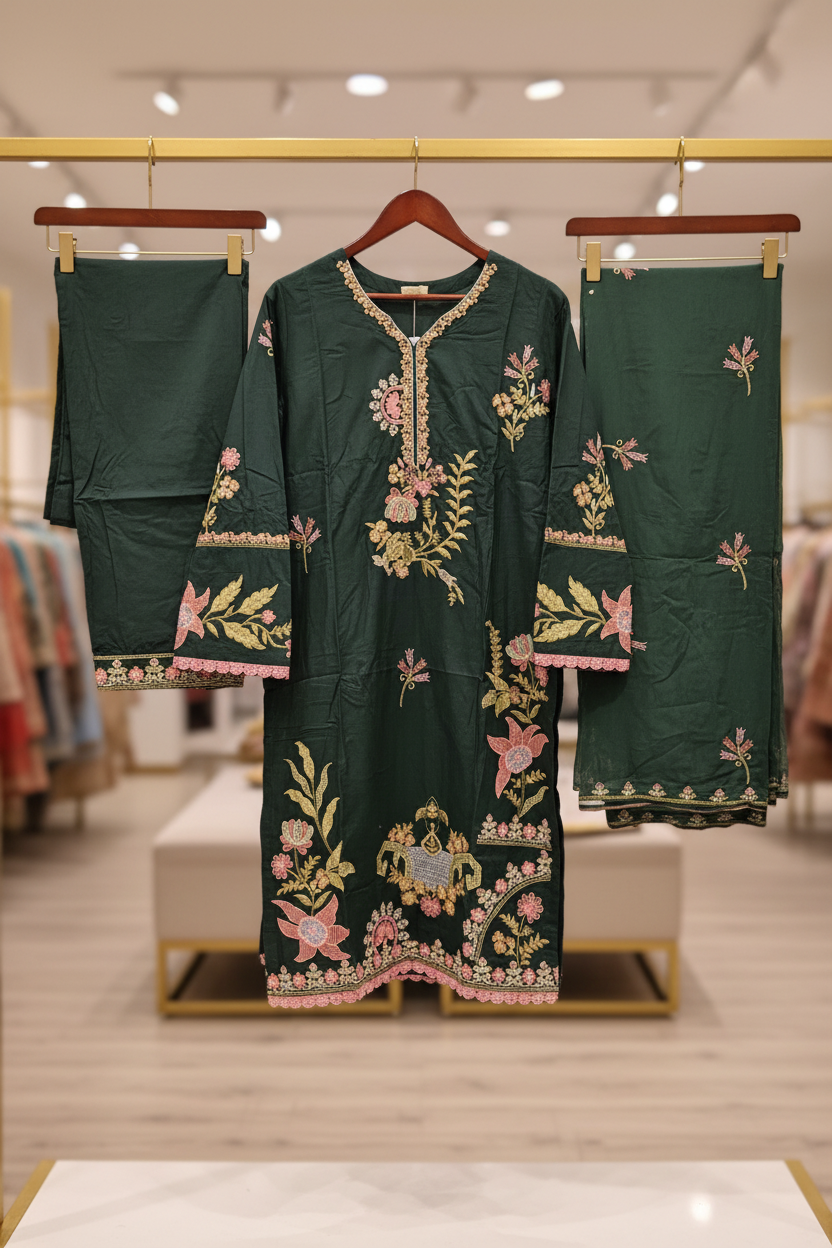 QMR Deep Jewels: Plus Size Comfort Shalwar Kameez – Jungle Green, Burgundy, Persian Blue & Vibrant Mango | S to 8XL
