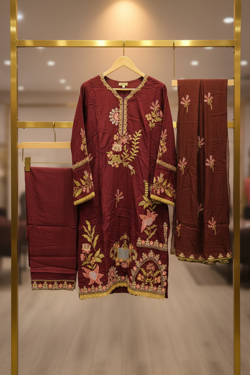 QMR Deep Jewels: Plus Size Comfort Shalwar Kameez – Jungle Green, Burgundy, Persian Blue & Vibrant Mango | S to 8XL