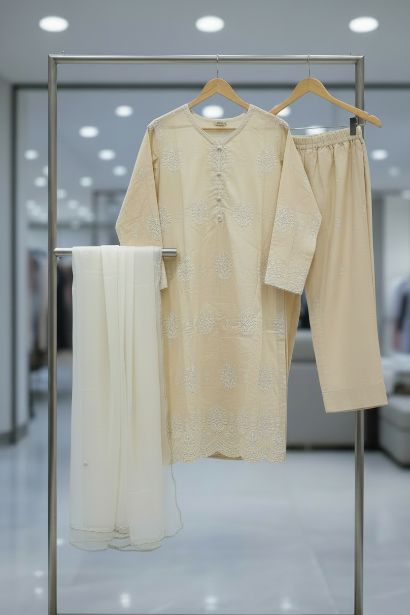 Textured Pastel Collection: Butter Yellow, Pastel Peach, Mint & Sage Shalwar Kameez | Everyday Eid Wear M to 8XL