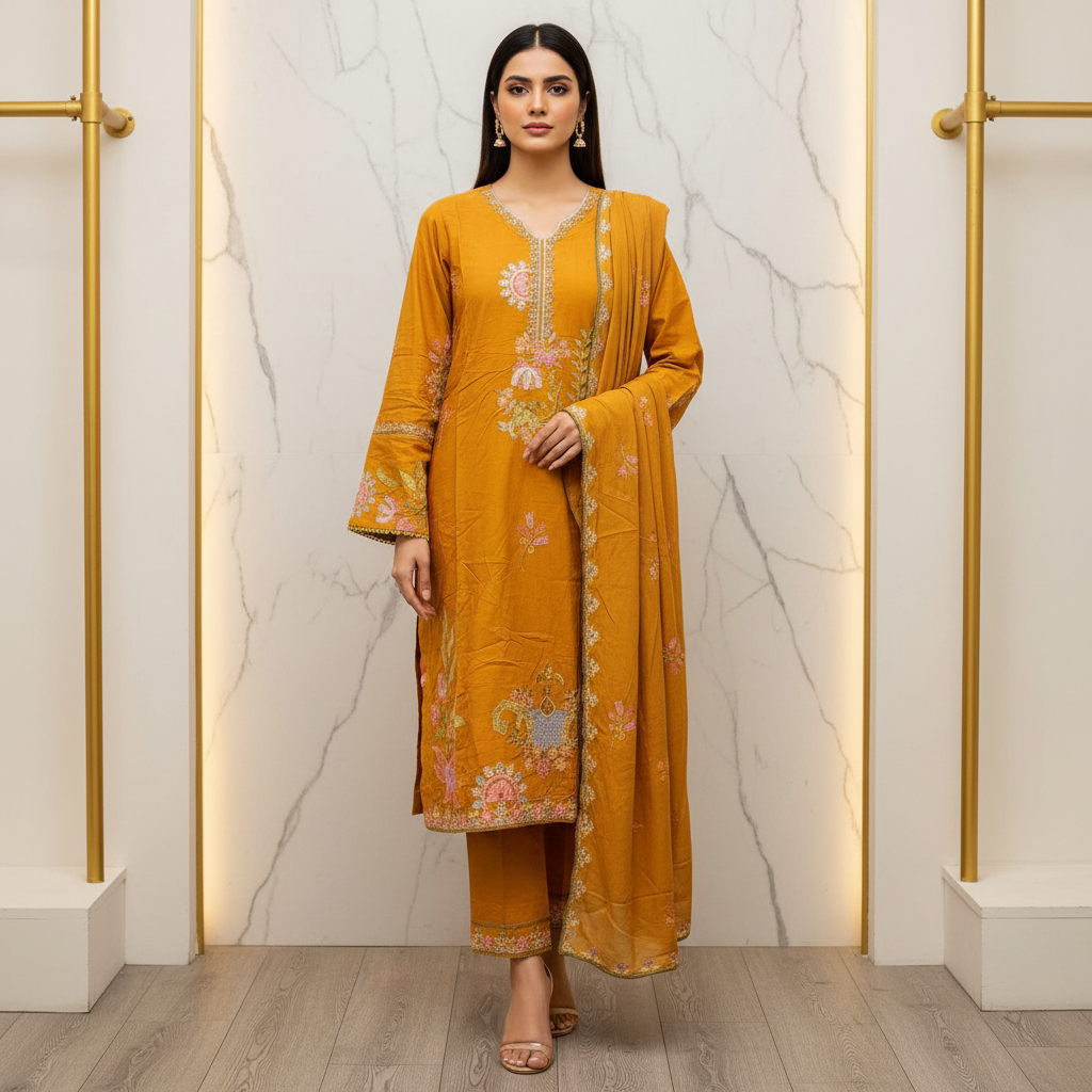 QMR Deep Jewels: Plus Size Comfort Shalwar Kameez – Jungle Green, Burgundy, Persian Blue & Vibrant Mango | S to 8XL