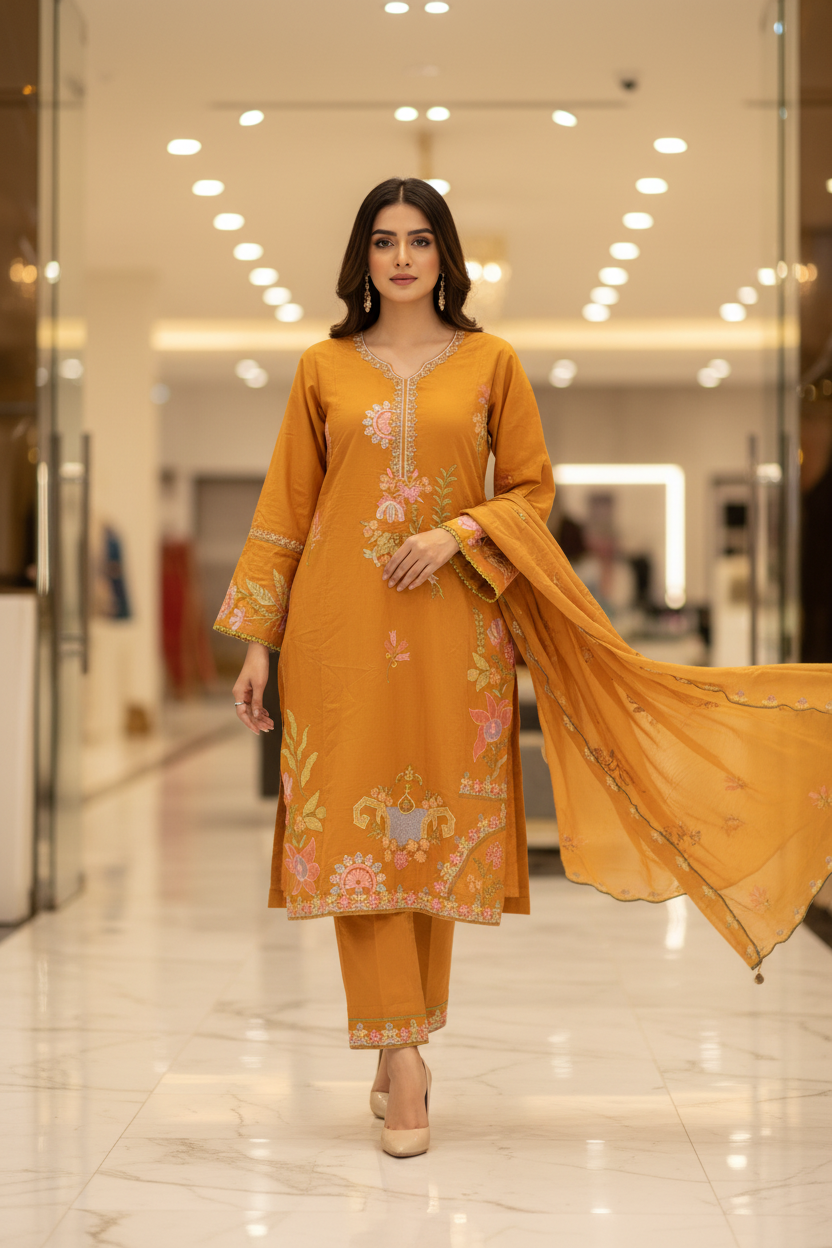 QMR Deep Jewels: Plus Size Comfort Shalwar Kameez – Jungle Green, Burgundy, Persian Blue & Vibrant Mango | S to 8XL