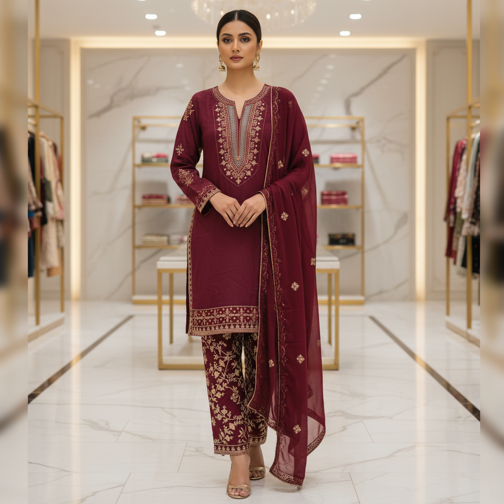 The CRZMA Quartet | Four Rich Shades, One Iconic Suit | CRZMA Linen Suits with Full Embroidery | Comfort for Eid and Parties