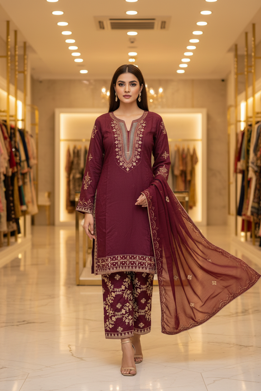 The CRZMA Quartet | Four Rich Shades, One Iconic Suit | CRZMA Linen Suits with Full Embroidery | Comfort for Eid and Parties