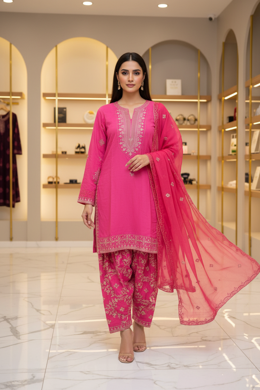 The CRZMA Quartet | Four Rich Shades, One Iconic Suit | CRZMA Linen Suits with Full Embroidery | Comfort for Eid and Parties