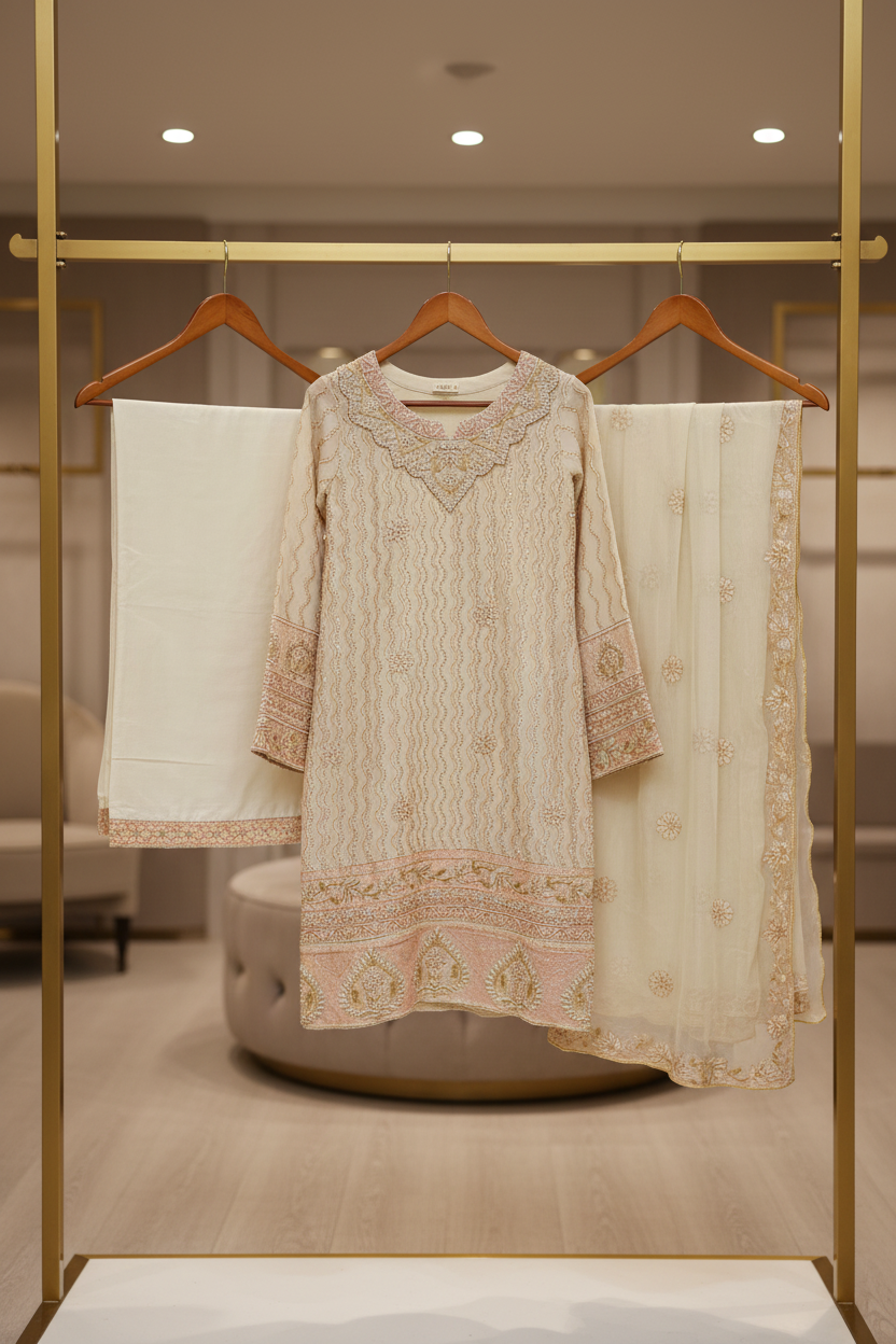 The Pearl Wave Edit | Mughal-Inspired Chiffon Suit in Three Dreamy Pastels | Your Formal Festive Chiffon