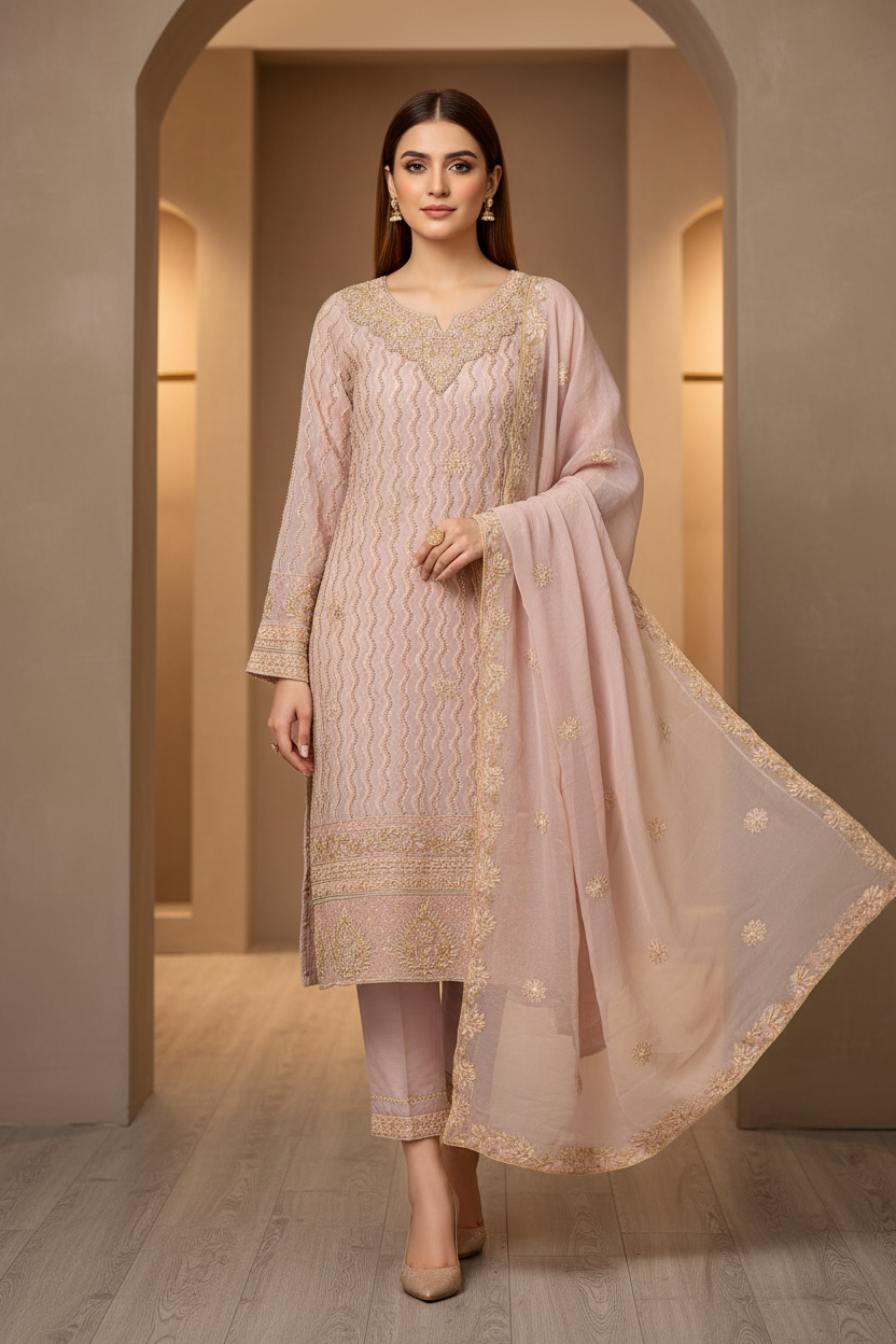 The Pearl Wave Edit | Mughal-Inspired Chiffon Suit in Three Dreamy Pastels | Your Formal Festive Chiffon