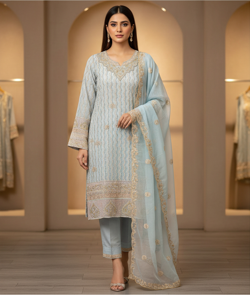 The Pearl Wave Edit | Mughal-Inspired Chiffon Suit in Three Dreamy Pastels | Your Formal Festive Chiffon