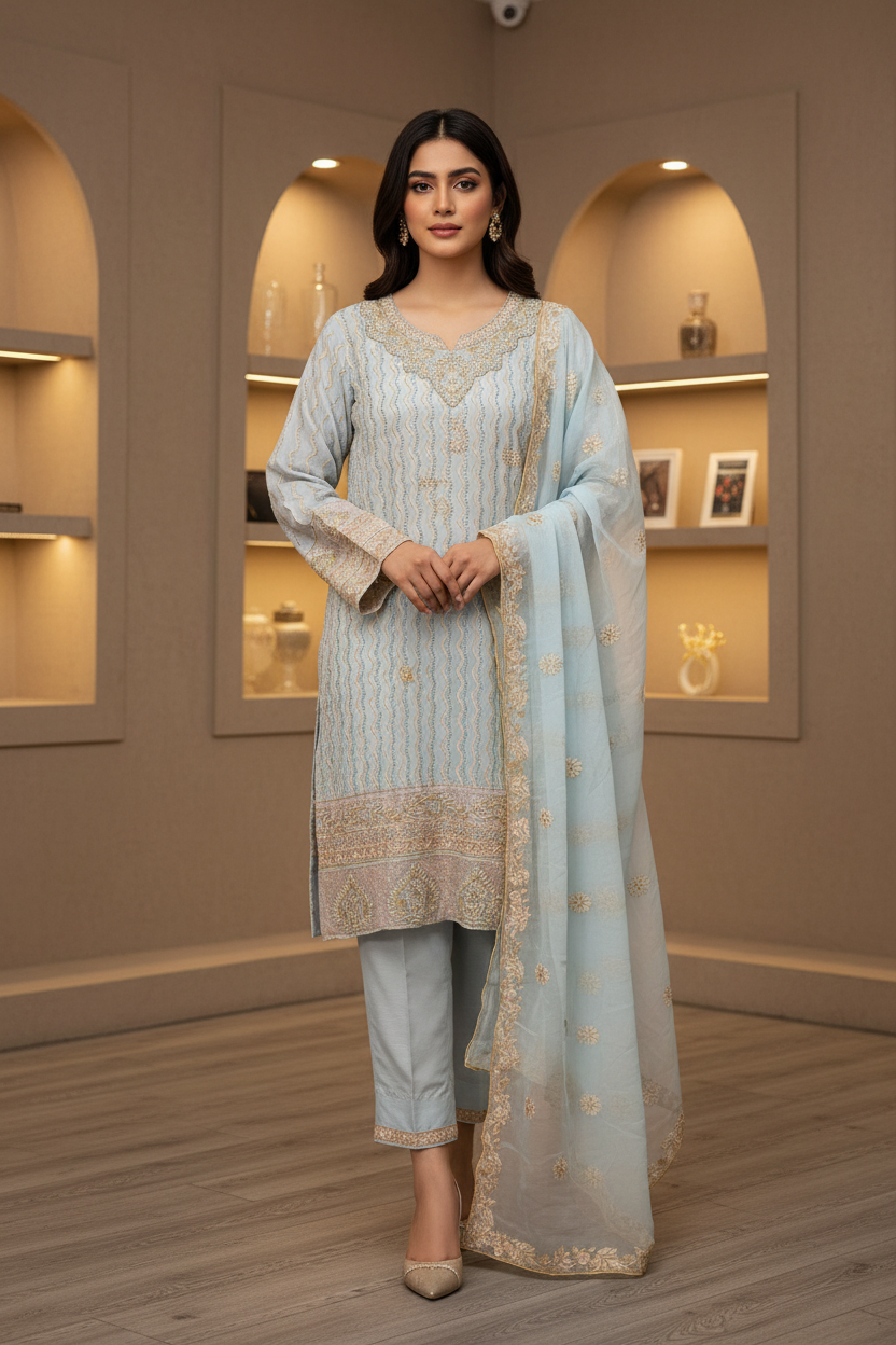 The Pearl Wave Edit | Mughal-Inspired Chiffon Suit in Three Dreamy Pastels | Your Formal Festive Chiffon