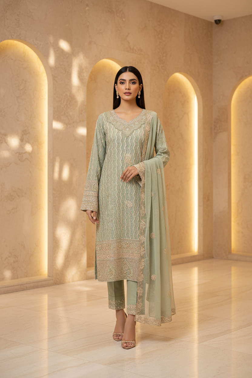 The Pearl Wave Edit | Mughal-Inspired Chiffon Suit in Four Dreamy Pastels | Your Formal Festive Chiffon
