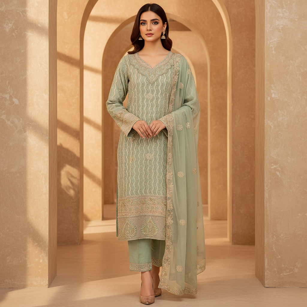 The Pearl Wave Edit | Mughal-Inspired Chiffon Suit in Four Dreamy Pastels | Your Formal Festive Chiffon