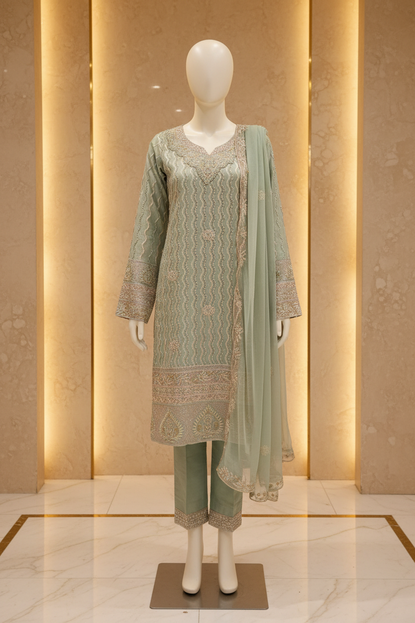 The Pearl Wave Edit | Mughal-Inspired Chiffon Suit in Four Dreamy Pastels | Your Formal Festive Chiffon
