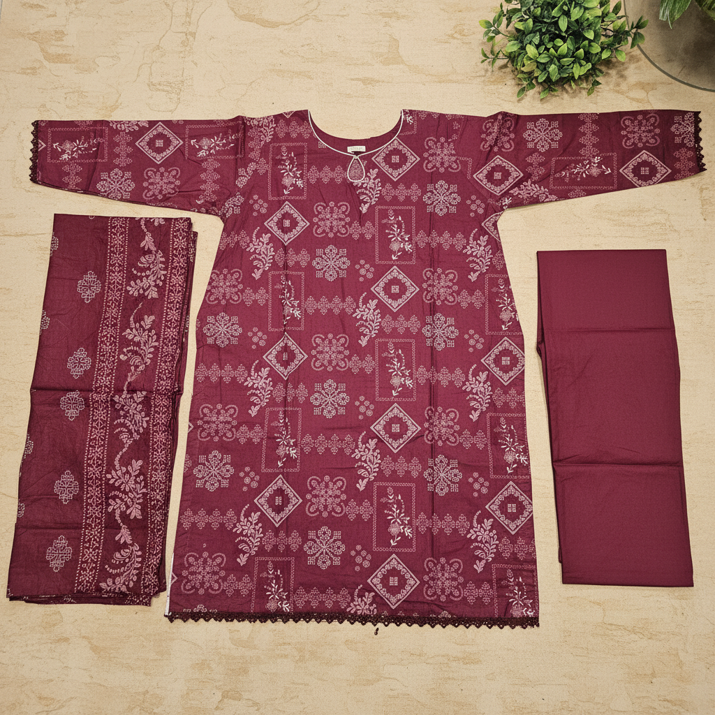 SAPP Abeer | Maroon Floral Printed Lawn | 3 Piece Suit | Summer Collection