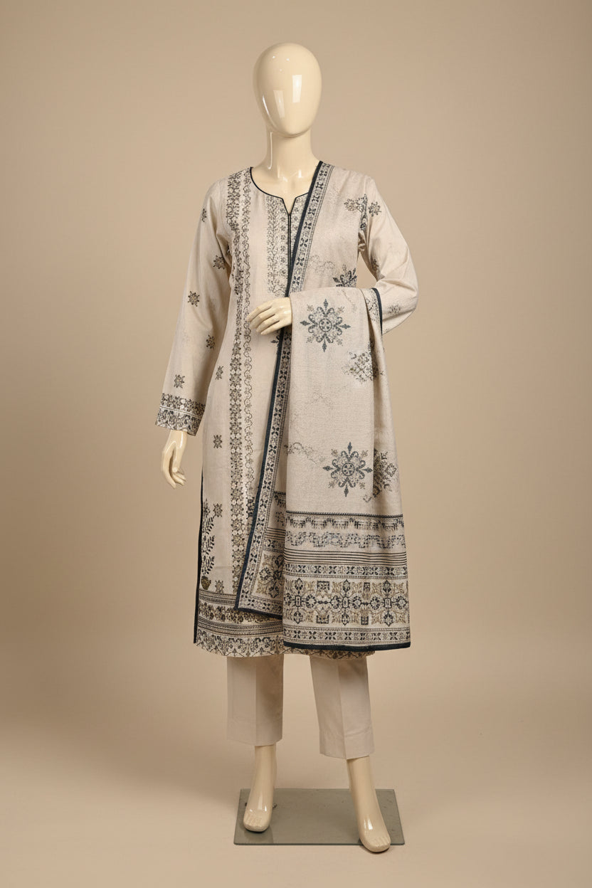 MTJ Collection 26 | Elara | Vanilla Sand Printed Lawn Cotton Pakistani Suit | Premium Floral Print | 3 Piece Shalwar Kameez | Elegant Casual Pret