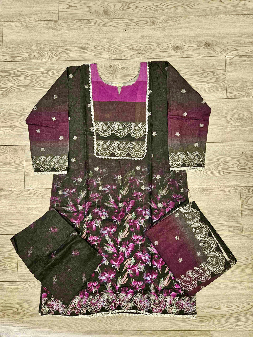 Designer black and luxury purple colour winter collection khaddar fabric with khaddar shawl