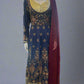 Navy blue with antique gold and red colour