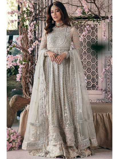 KS Zaha beige colour hand embellished long dress with pearls and crystal embroidered dupatta in sizes [3XL to 5XL] womenswear traditional wedding plus size clothing - gorgeous, fit