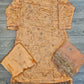 Peachy orange colour shalwar kameez in cut dana embroidery
