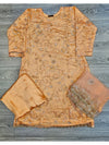 Peachy orange colour shalwar kameez in cut dana embroidery