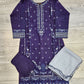 Navy blue colour thread and sequins