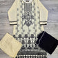 Off-white colour thread and sequins chikan kari