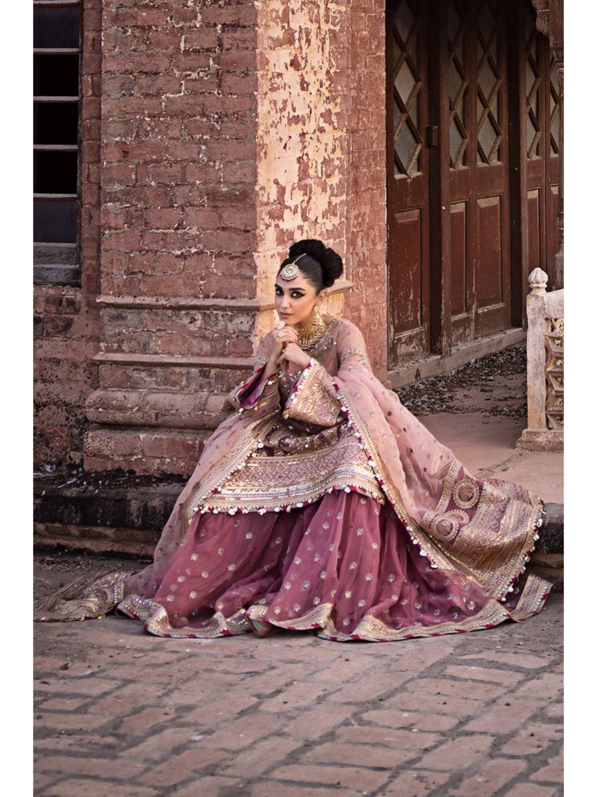 MNR arzoo pink pearl colour hand embellished kameez in organza fabric with embroidered lehenga and dupatta four side embroidery in sizes [M to 8XL] womenswear traditional plus size clothing - gorgeous fit