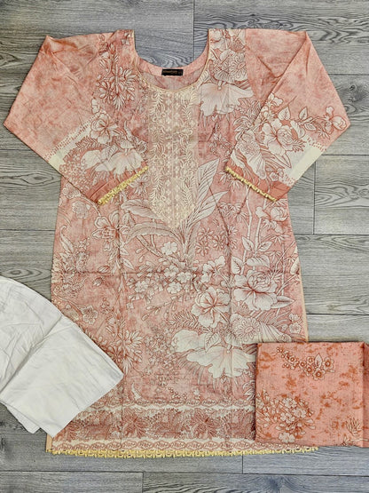 Sana safinaz mahay 2024 design 9b peach lawn cotton shalwar kameez suit with dupatta in sizes [L to 8XL] womenswear traditional plus size clothing