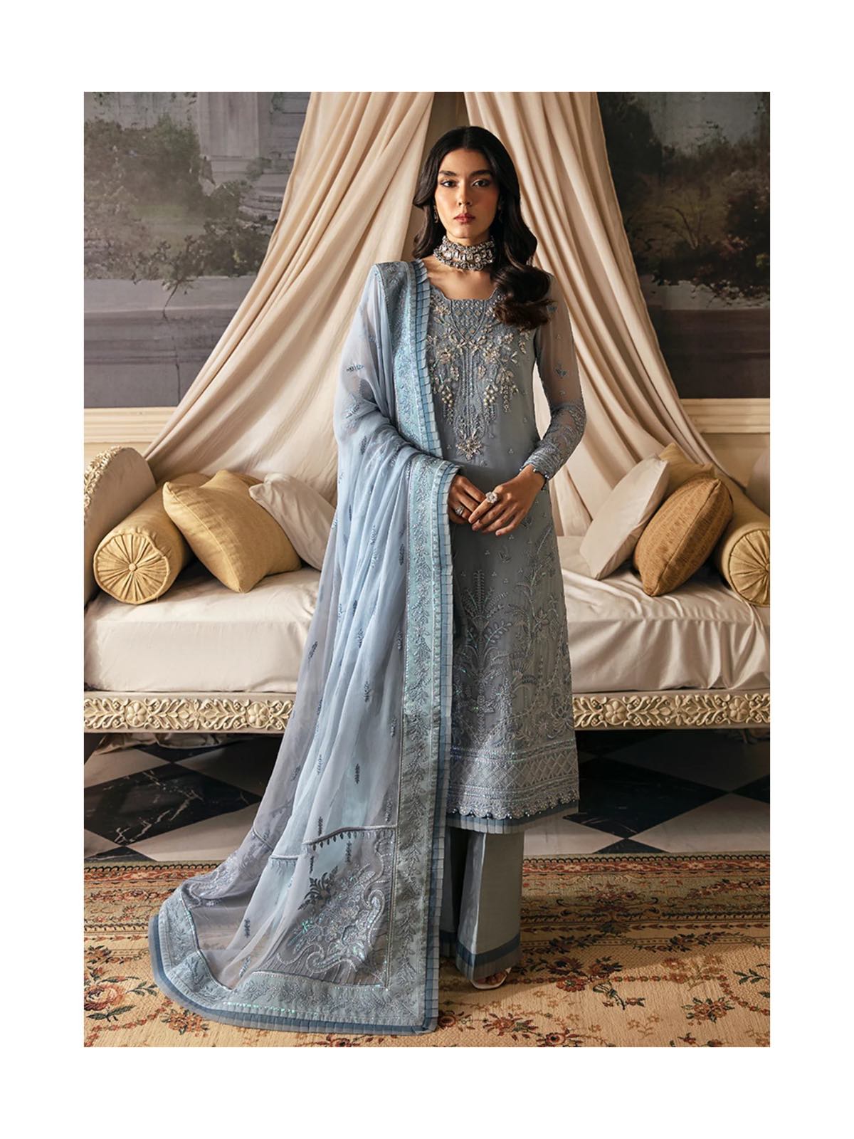 GL MB - 04 coin grey colour hand embroidered shalwar kameez in net fabric with embroidered dupatta in sizes [M to 5XL] womenswear traditional wedding plus size clothing - gorgeous, fit