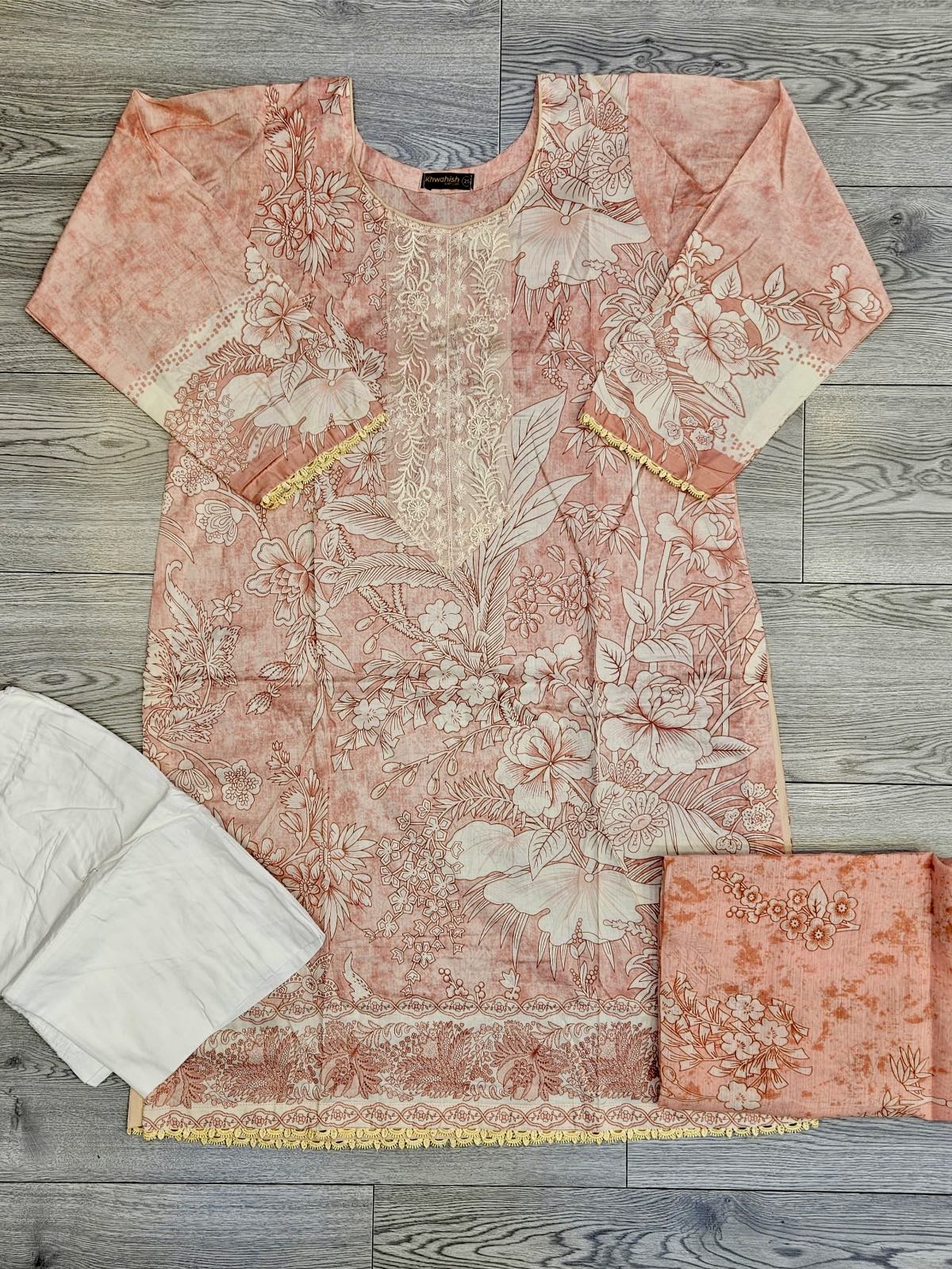 Sana safinaz mahay 2024 design 9b peach lawn cotton shalwar kameez suit with dupatta in sizes [L to 8XL] womenswear traditional plus size clothing