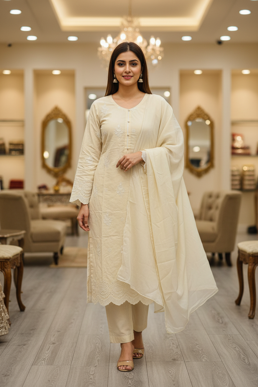 Textured Pastel Collection: Butter Yellow, Mint & Sage Shalwar Kameez | Everyday Eid Wear M to 8XL