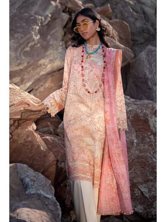 Sana safinaz mahay 2024 design 9b peach lawn cotton shalwar kameez suit with dupatta in sizes [L to 8XL] womenswear traditional plus size clothing