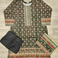 Designer charcoal grey and pinkish red colour winter collection khaddar fabric with khaddar shawl