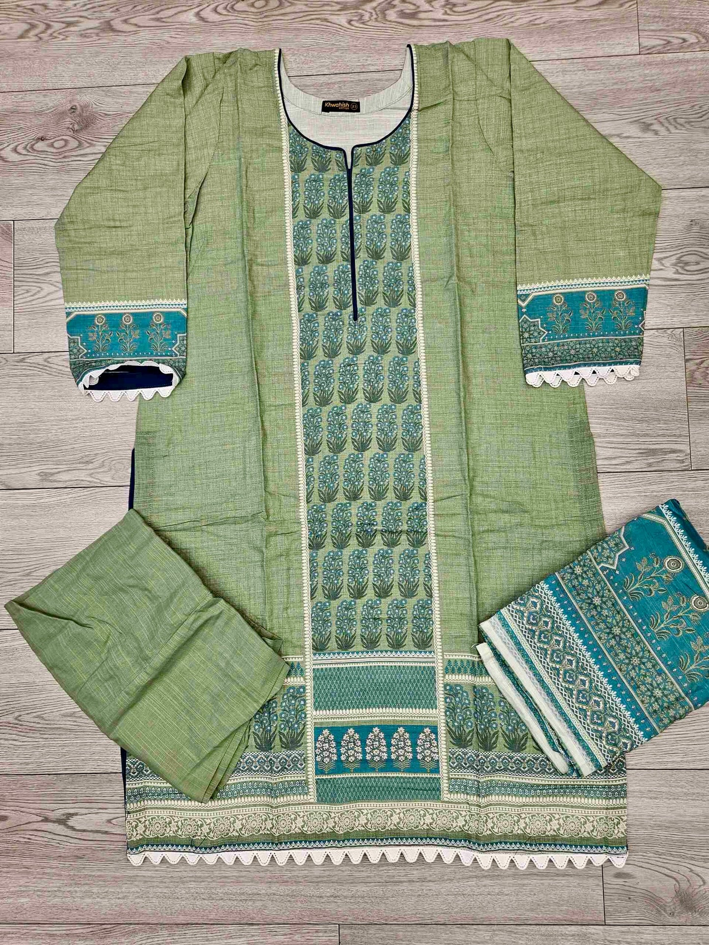 Designer olive green colour winter collection khaddar fabric with khaddar shawl shalwar kameez - Sizes M to 8XL - Womenswear traditional plus size comfort clothing - Gorgeous, fit