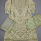 MB light olive green colour hand embroidered shirt in organza fabric