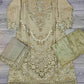 MB light olive green colour hand embroidered shirt in organza fabric