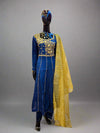 Midnight blue colour antique gold hand embellished
