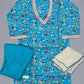 Girl's Dodger Blue colour Floral Print