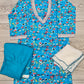 Girl's Dodger Blue colour Floral Print