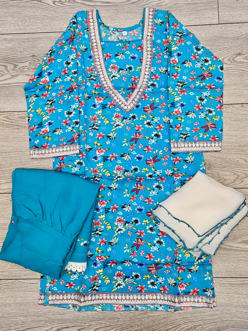 Girl's Dodger Blue colour Floral Print